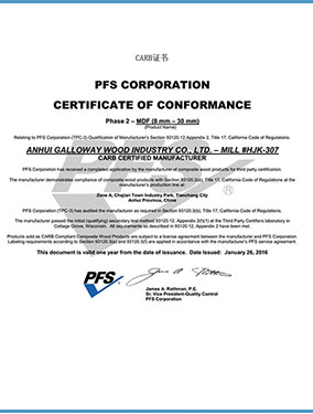 PFS Corporation Certificate of Conformance