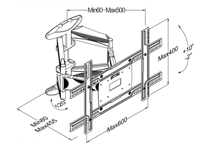 55 in TV Wall Mount Full Motion