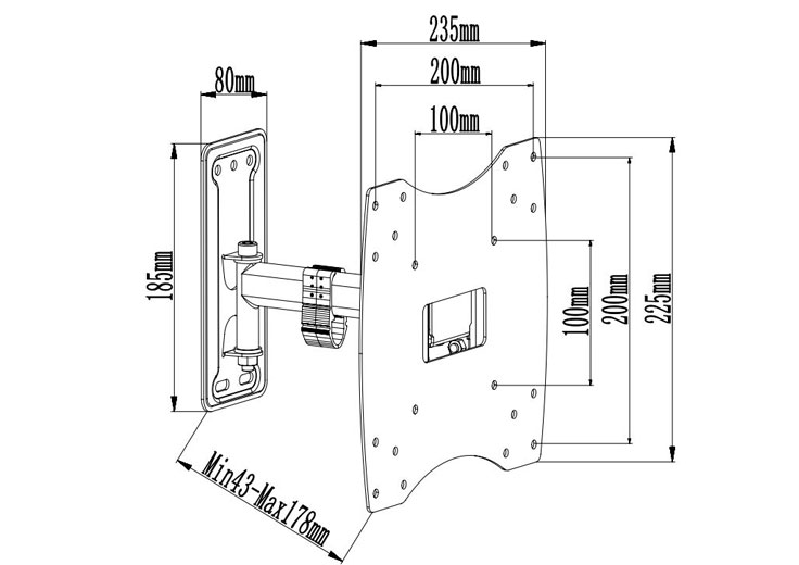 Slim Full Motion TV Wall Mount