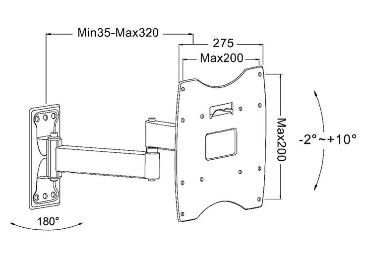 Full Motion TV Wall Mount 24 Studs