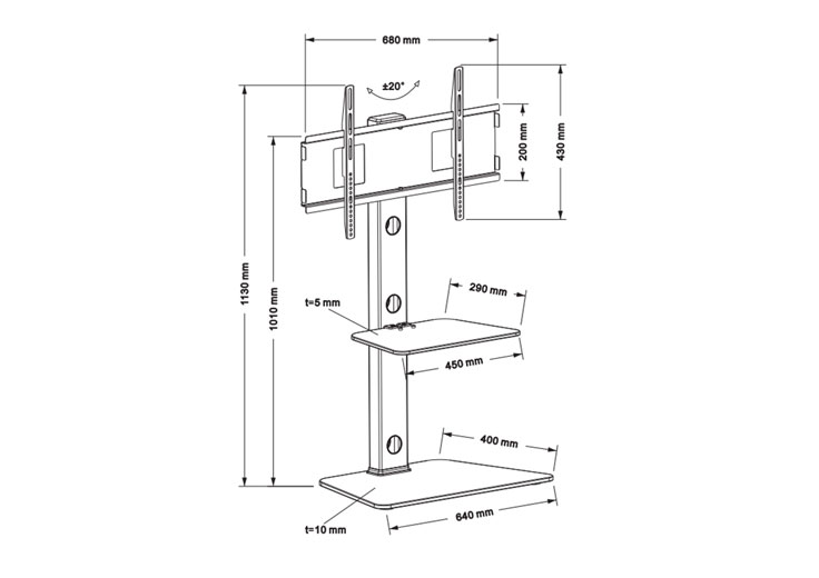 TV Stand with Glass Shelves