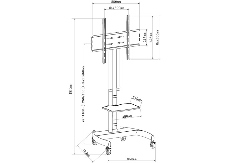 Heavy Duty Portable TV Stand