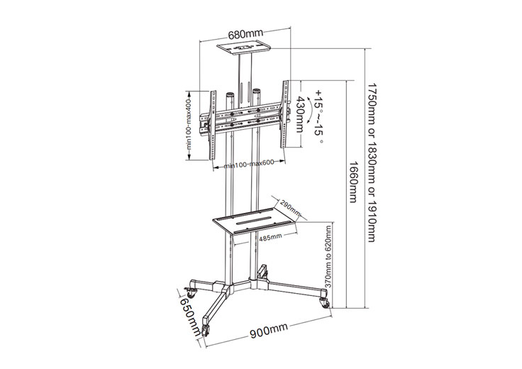 Rolling TV Monitor Stand