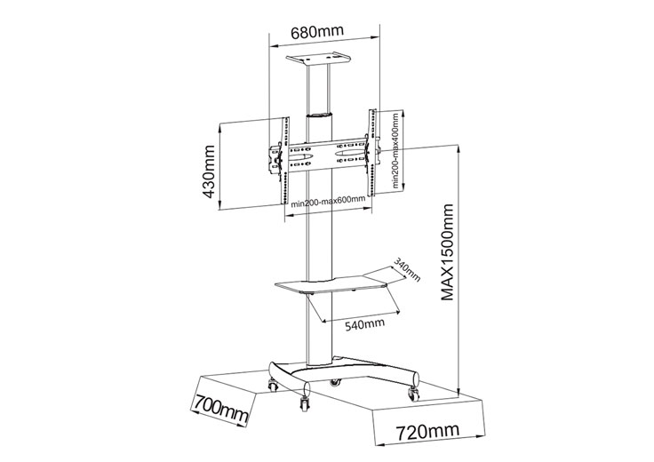 Adjustable Rolling TV Stand