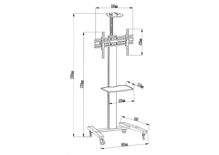 Mobile TV Stand with Shelves